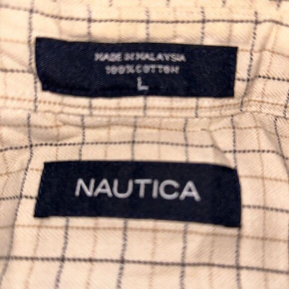 Nautica cream plaid shirt size L - Picture 4 of 4